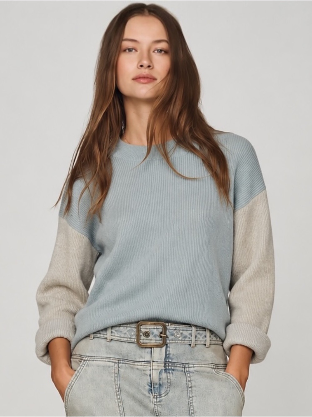 Club Monaco Arya Split Back Pastel Cozy Cashmere Sweater Oversized S